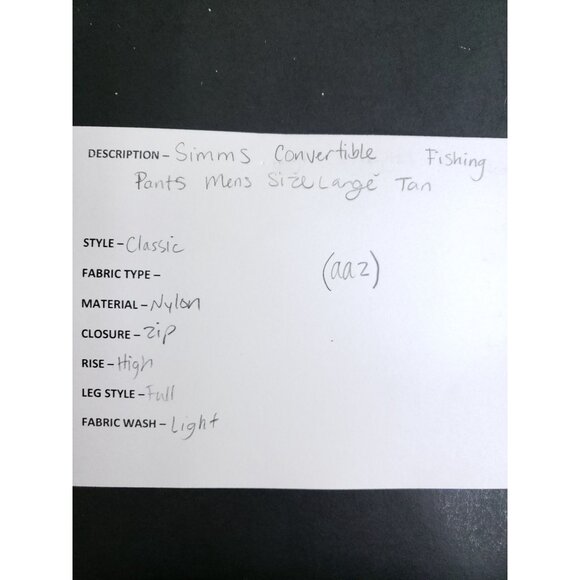 Simms Convertible Cargo Fishing Pants Mens Large Tan Nylon Lightweight Zip-Off - Picture 9 of 10